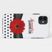 Chic Red Gerbera Daisy Polka Dot iPhone 5 Hoesje (Achterkant (horizontaal))