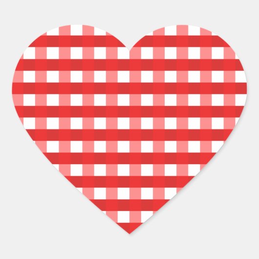  Chic Red Gingham gecontroleerd stofpatroon Hart Sticker (Voorkant)