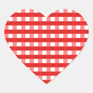  Chic Red Gingham gecontroleerd stofpatroon Hart Sticker