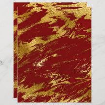 Chic Red Gold Faux Marble Scrapbook Paper
