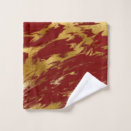 Chic Red Gold Faux Marmer Bad Handdoek (Wasdoekje)