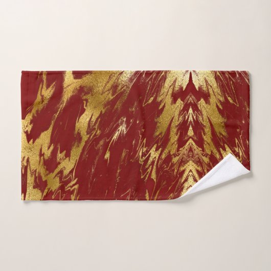 Chic Red Gold Faux Marmer Bad Handdoek (Handdoek)