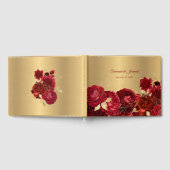 Chic Red Gold Floral bruiloft Gastenboek (Volledig)