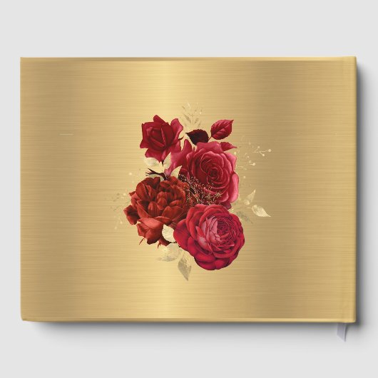 Chic Red Gold Floral  bruiloft Gastenboek (Achterkant)