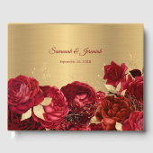 Chic Red Gold Floral  bruiloft Gastenboek (Voorkant)