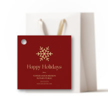 Chic Red Gold Moderne Sneeuwvlok Notaris Vakantie