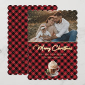 Chic Red Gold Pset-foto voor kerstmis Feestdagenkaart (Voorkant / Achterkant)