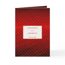 Chic Red Gold Squares  twevoudig huwelijk