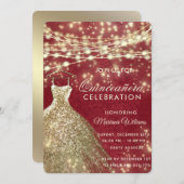 Chic red gold String licht glitter jurk Quince Kaart (Voorkant / Achterkant)