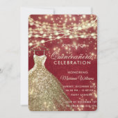 Chic red gold String licht glitter jurk Quince Kaart (Voorkant)