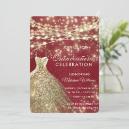 Chic red gold String licht glitter jurk Quince Kaart