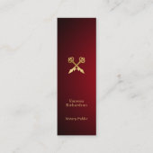Chic Red Gradient Gold Notary Key Mini Visitekaartje (Voorkant)