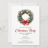 Chic Red Green Pine Wreath Christmas Party Card Kaart (Voorkant)