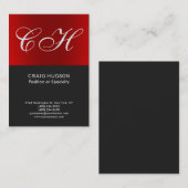 Chic Red Grey Monogram Professional Visitekaartje (Voorkant / Achterkant)