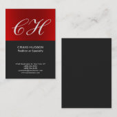 Chic Red Grey Monogram Professional Visitekaartje (Voorkant / Achterkant)