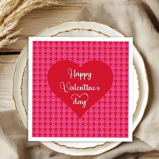 Chic Red Hearts Valentine Day Table Decor Napkins Servet