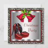 Chic Red High Heel Schoenen Kerstfeest Kaart (Voorkant)