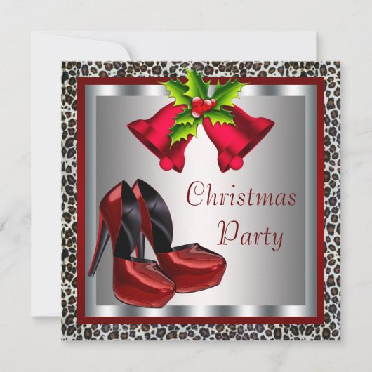 Chic Red High Heel Schoenen Kerstfeest Kaart (Voorkant)