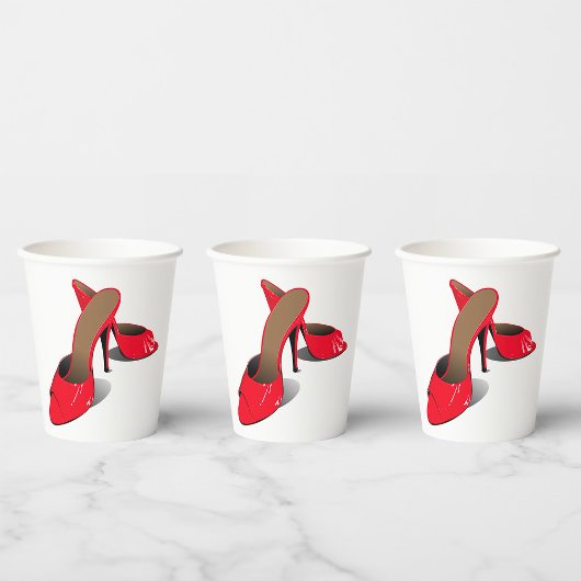 Chic Red High Heels Glamoureuze Stiletto Mode Papieren Bekers
