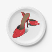 Chic Red High Heels Glamoureuze Stiletto Mode Papieren Bordje (Voorkant)