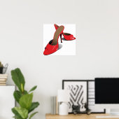 Chic Red High Heels Glamoureuze Stiletto Mode Poster (Thuiskantoor)