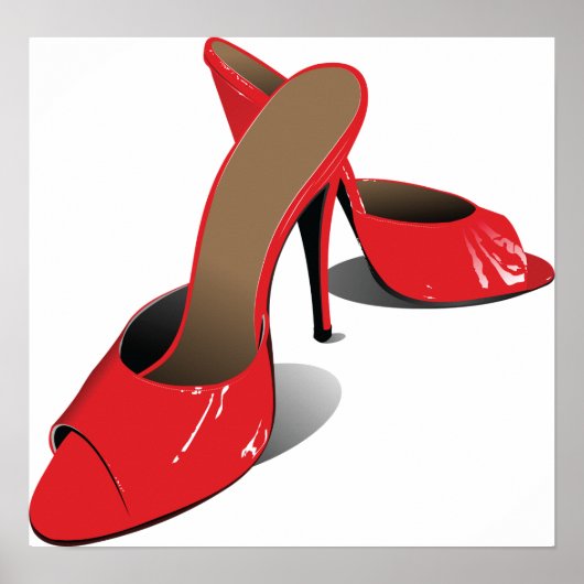 Chic Red High Heels Glamoureuze Stiletto Mode Poster (Voorkant)