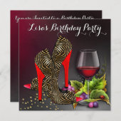 Chic Red High Heels Rode Wijn Verjaardagsfeest Kaart (Voorkant / Achterkant)