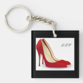 Chic Red High Hiel Pump Shoes Monogram Initialen Sleutelhanger (Voorkant)