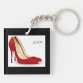 Chic Red High Hiel Pump Shoes Monogram Initialen Sleutelhanger (Achterkant)