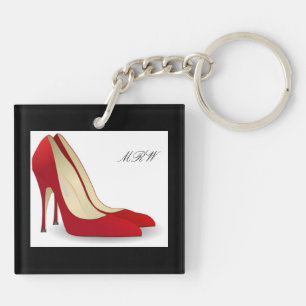 Chic Red High Hiel Pump Shoes Monogram Initialen Sleutelhanger