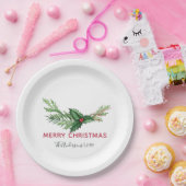 Chic Red Holly Leaves Bouquet Kerstfeestdag Papieren Bordje (Feest)