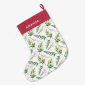 Chic Red Holly verlaat patroonfeestdag gepersonali Grote Kerstsok (Achterkant (Hangend))