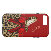 Chic Red & Jaguar Print iPhone 7 Plus Hoesje (Achterkant (Horizontaal))
