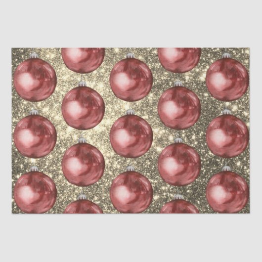 Chic Red kerstballen Gold Sparkles Tissuepapier (Voorkant)