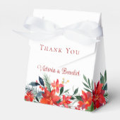 Chic Red Kerstmis Poinsettia Floral Wedding Party Bedankdoosjes (Voorkant Zijde)
