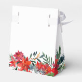 Chic Red Kerstmis Poinsettia Floral Wedding Party Bedankdoosjes (Achterkant)