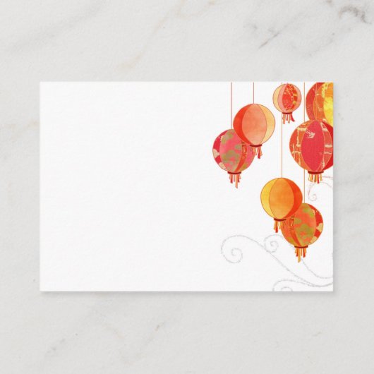 Chic Red Lantaarns Weddenschap Informatiekaartje (Achterkant)