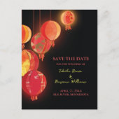 Chic Red Lantern Wedding Save the Date Aankondigingskaart (Voorkant)