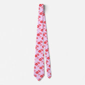 Chic Red Lip Print Stropdas op lavendel Achtergron (Voorkant)