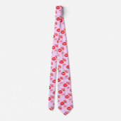 Chic Red Lip Print Stropdas op lavendel Achtergron (Achterkant)