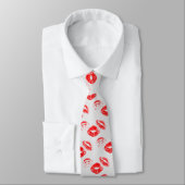 Chic Red Lip Print Stropdas op lichtgrijze achterg (Gebonden)