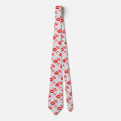 Chic Red Lip Print Stropdas op lichtgrijze achterg (Voorkant)