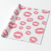 Chic Red Lipstick Kisses Valentijnsdag Cadeaupapier (Uitgerold)