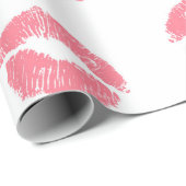 Chic Red Lipstick Kisses Valentijnsdag Cadeaupapier (Rol Hoek)
