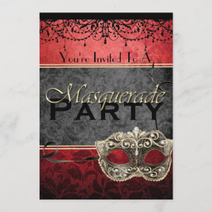 Chic  Red Masquerade-uitnodigingen Kaart