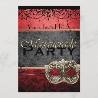 Chic Red Masquerade-uitnodigingen Kaart