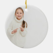 Chic Red Merry Christmas Photo Collage 2025 Keramisch Ornament (Achterkant)