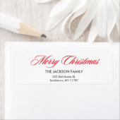 Chic Red Merry Christmas Typography Retouradres Etiket (Insitu)