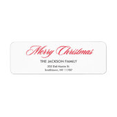 Chic Red Merry Christmas Typography Retouradres Etiket (Voorkant)