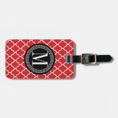 Chic Red Moroccan Lattice Persoonlijk Bagagelabel (Voorkant horizontaal)